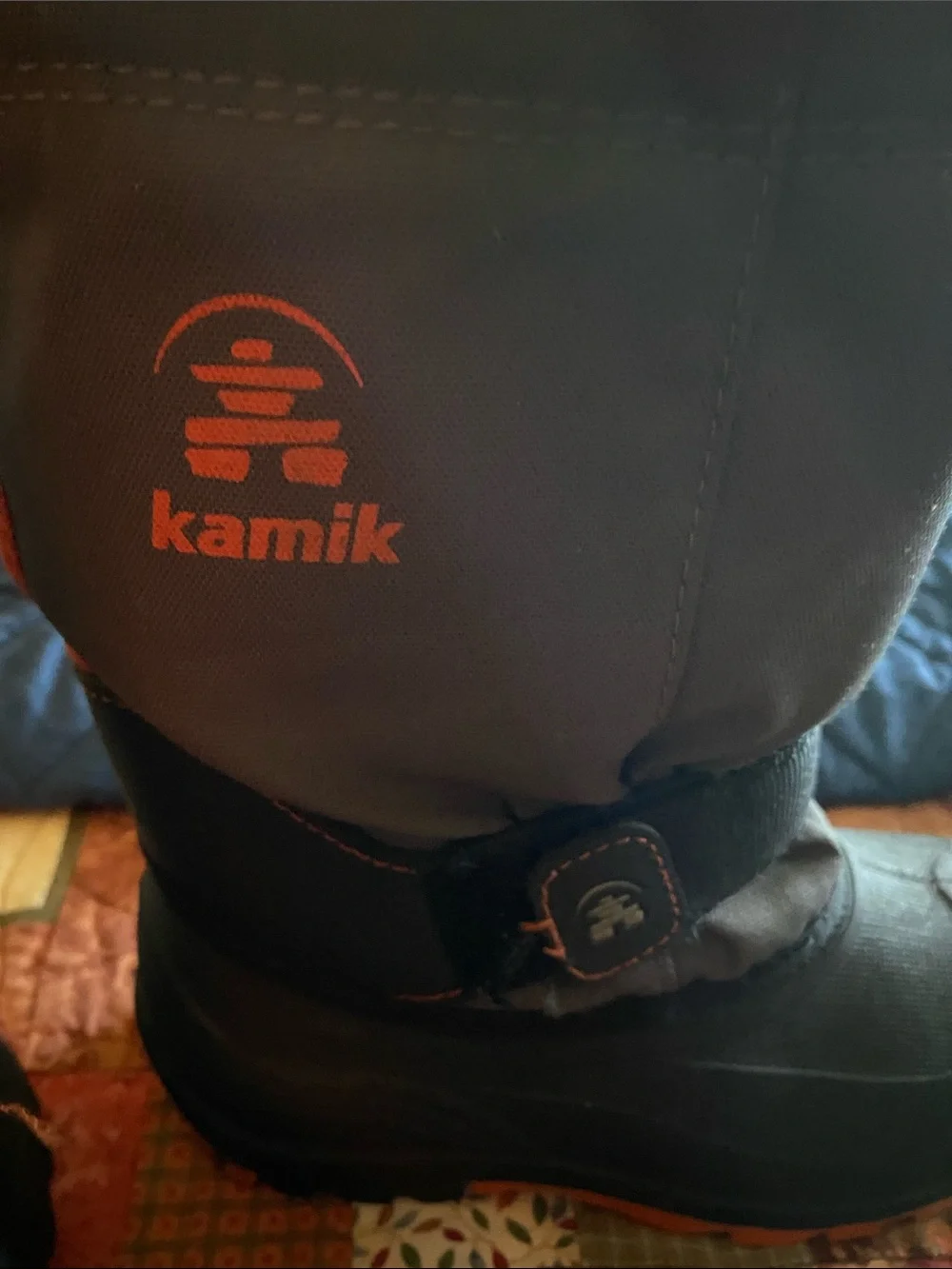 Kamik Kids Gray Boots with Orange Drawcords